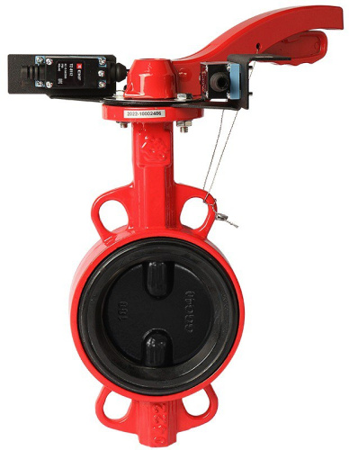 Артикул 200-П.01, 201-П.01 Затвор дисковый поворотный межфланцевый с рукояткой (пожарный сертификат). Корпус - GG25, диск - GGG40, седло - EPDM.