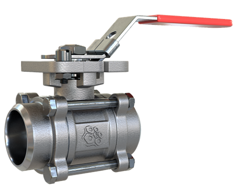 Артикул 7026. Кран шаровой полнопроходной трехсоставной нержавеющая сталь под приварку